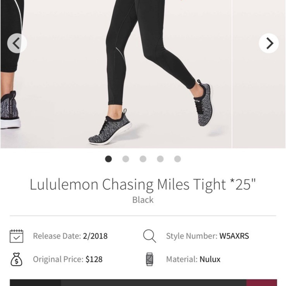 Lululemon Athletica Black Chasing Miles Tight Leggings